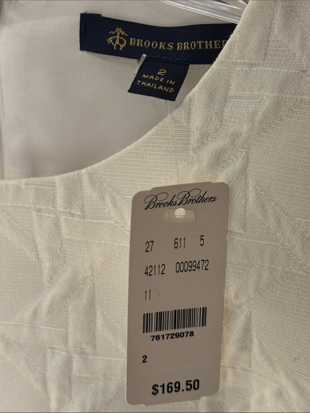 NWT ❣️ Brooks Brothers Off White Textured Fit & Flare Dress - Picture 3 of 8